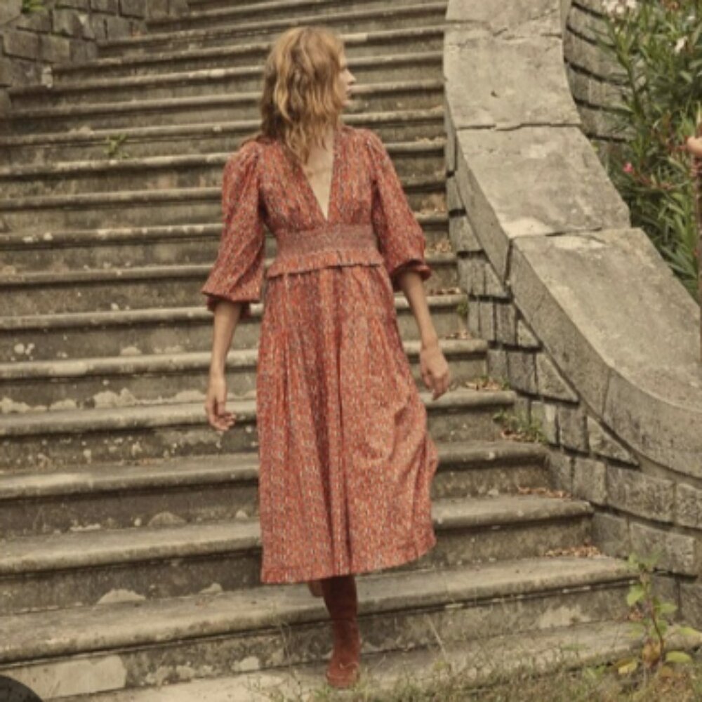 Doen Rust Floral Maxi Dress